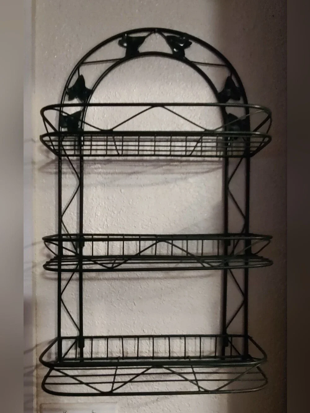 Three-Tier Metal Wall Shelf - Dark Green Ivy